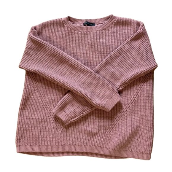 Ann Taylor Cable Knit LS Cotton Blend Crew Neck, Rose Pink Sweater, EUC,sz Large - Picture 5 of 11